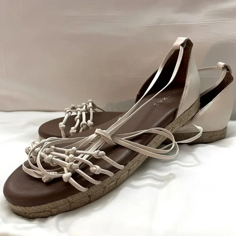 NWOB Alohas Wanderer Espadrille Sandals- White - size 40 U.S size 9.5